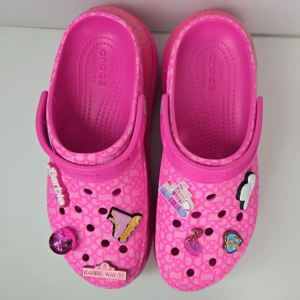 Crocs Barbie the Movie Mega Crush Clog Electric Pink Platform Mens 10 Women's 12